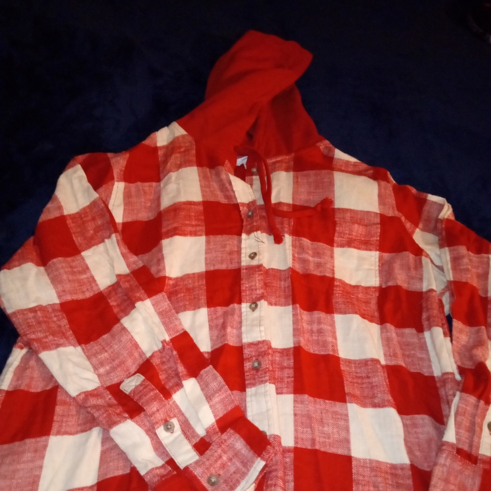 American Eagle Hooded Flannel Women's Large